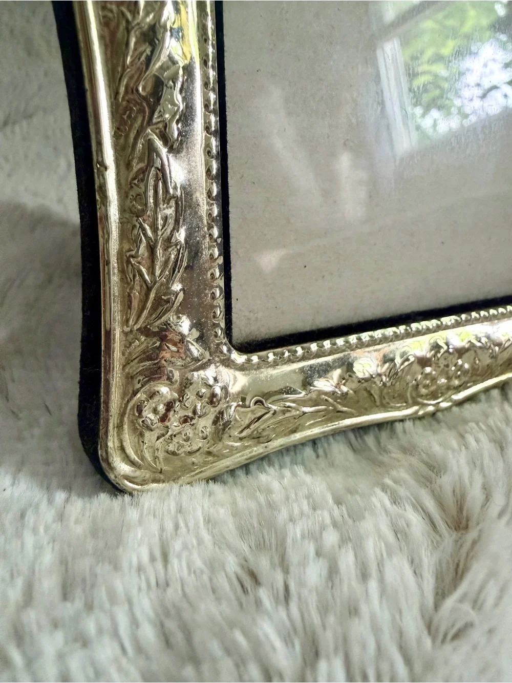 Fetco Silver Plated Brass Ornate Embossed Picture Frame 3.5x5”